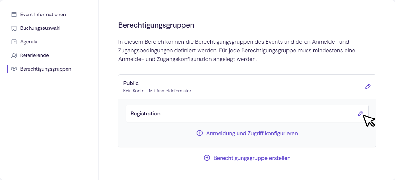 Screenshot der Anmelde- und Zugriffseinstellungen 