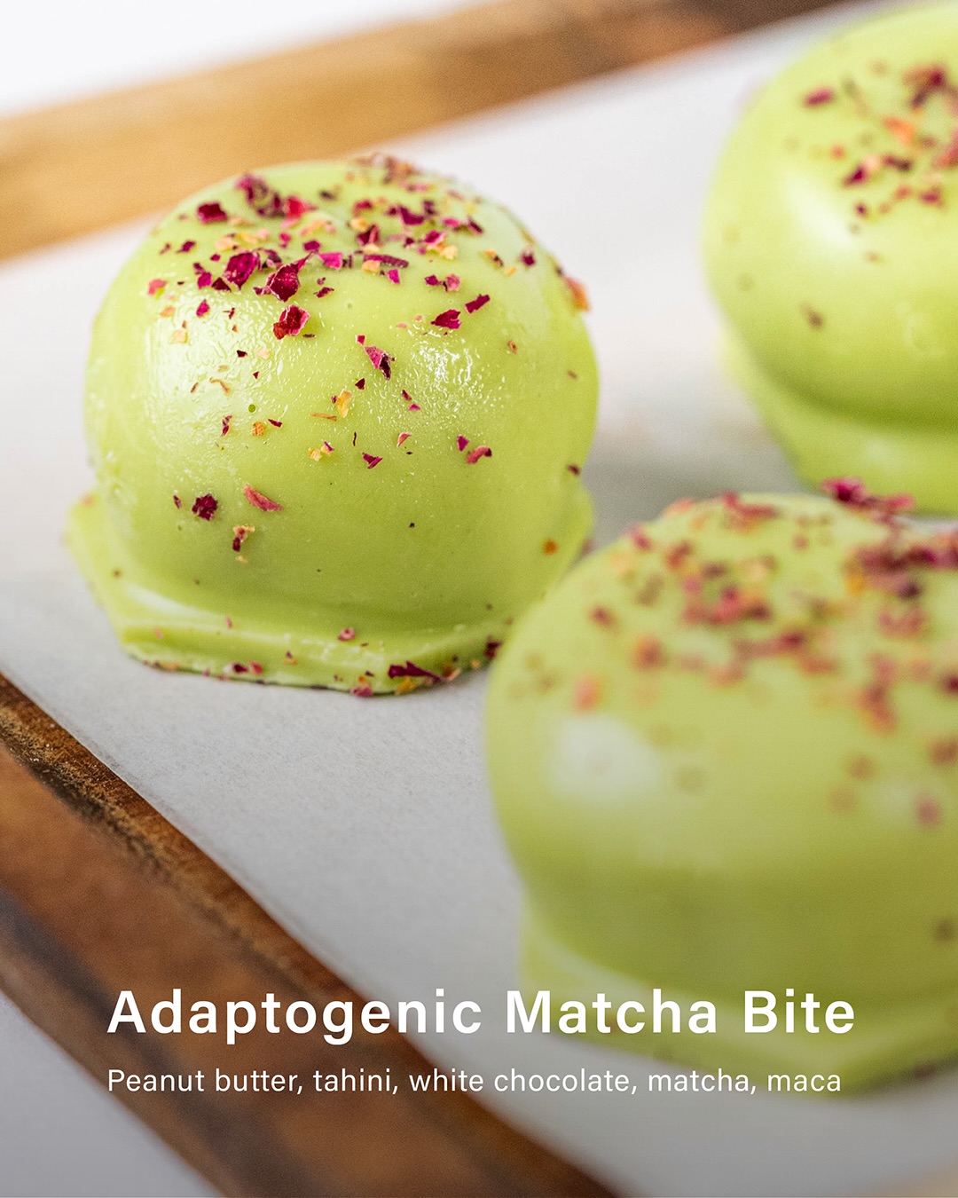 the kind of habit that sneaks into your day without asking. 
our adaptogenic matcha bite, made to be felt as much as tasted.