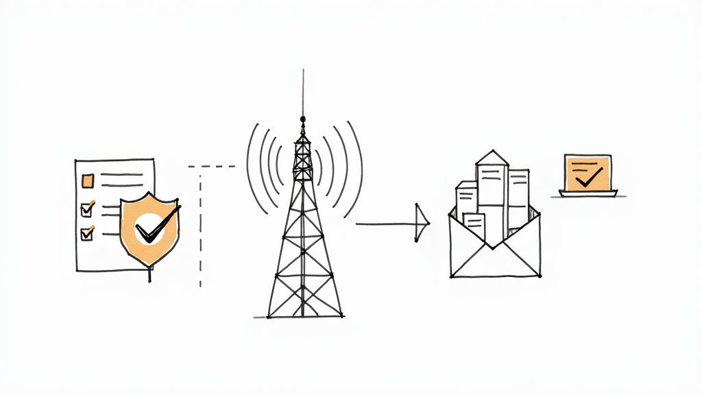 A legal document and gavel next to a smartphone, symbolizing SMS compliance