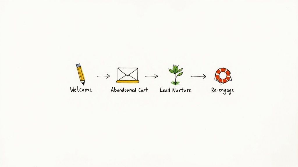 A person at a desk interacting with a large digital interface showing connected workflow nodes.