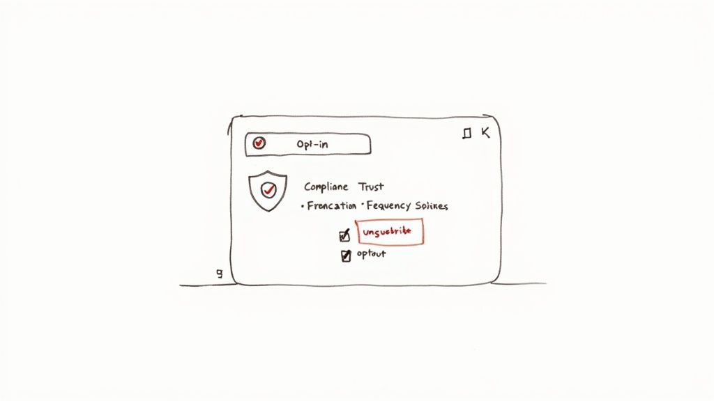 A person using a smartphone with a lock icon overlay, symbolizing SMS compliance and security.