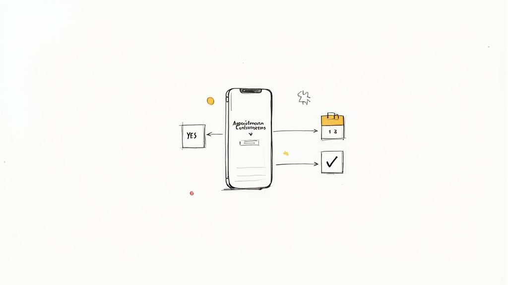 A person actively engaging with their phone, replying to a message, which illustrates an interactive conversation.