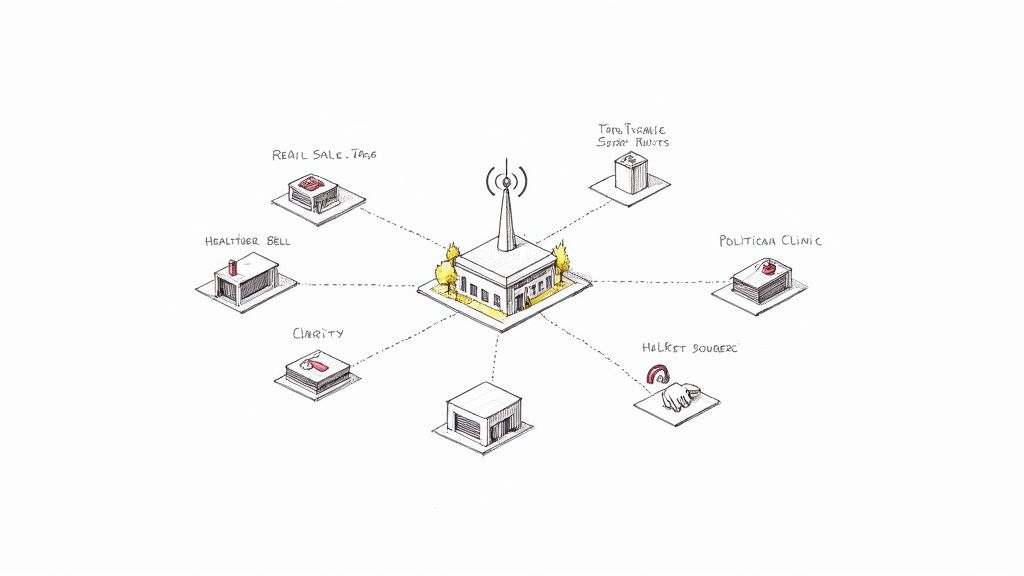 A person speaking into a microphone, representing the creation of a voice broadcast message for a real-world campaign.