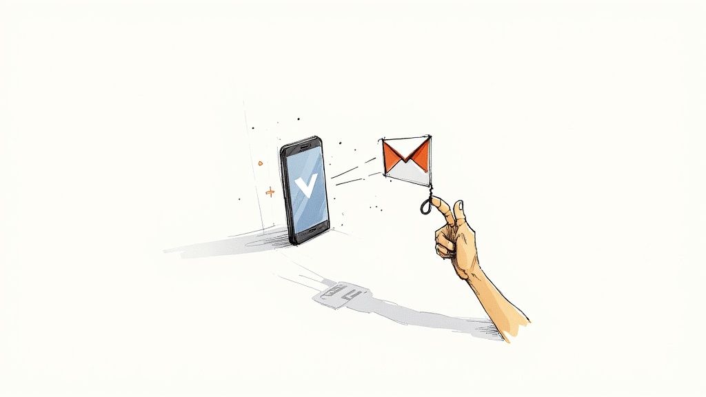 A person on a phone looking concerned about a notification, with a hacker icon nearby, symbolizing the risk of unencrypted messaging.