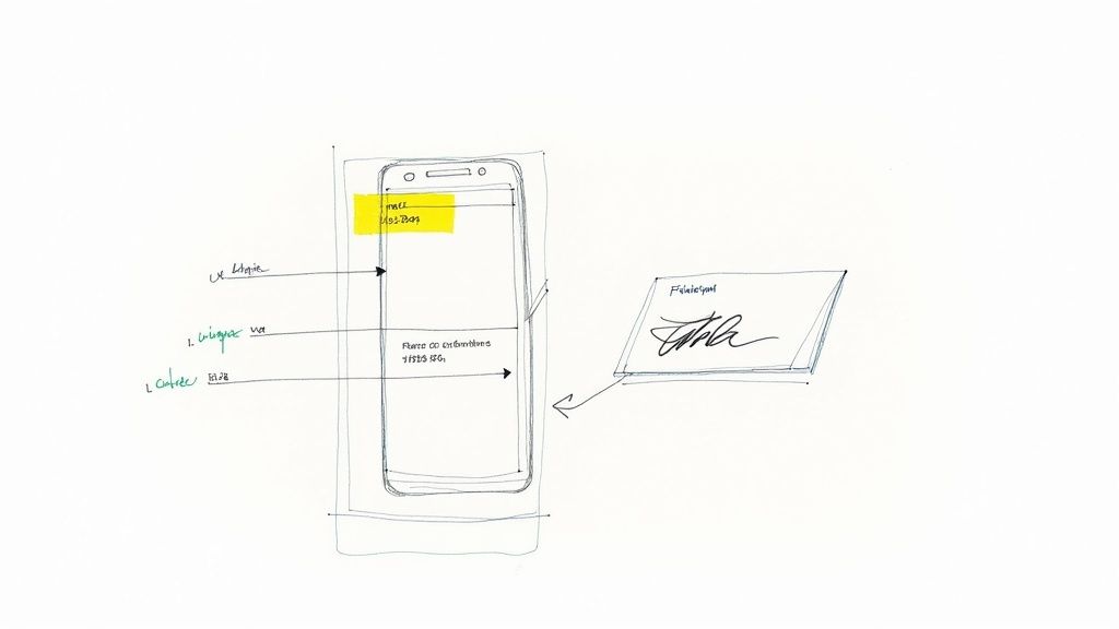 A magnifying glass held over a smartphone screen, focusing on the metadata of a text message, such as the timestamp and sender's number, to symbolize the authentication process.