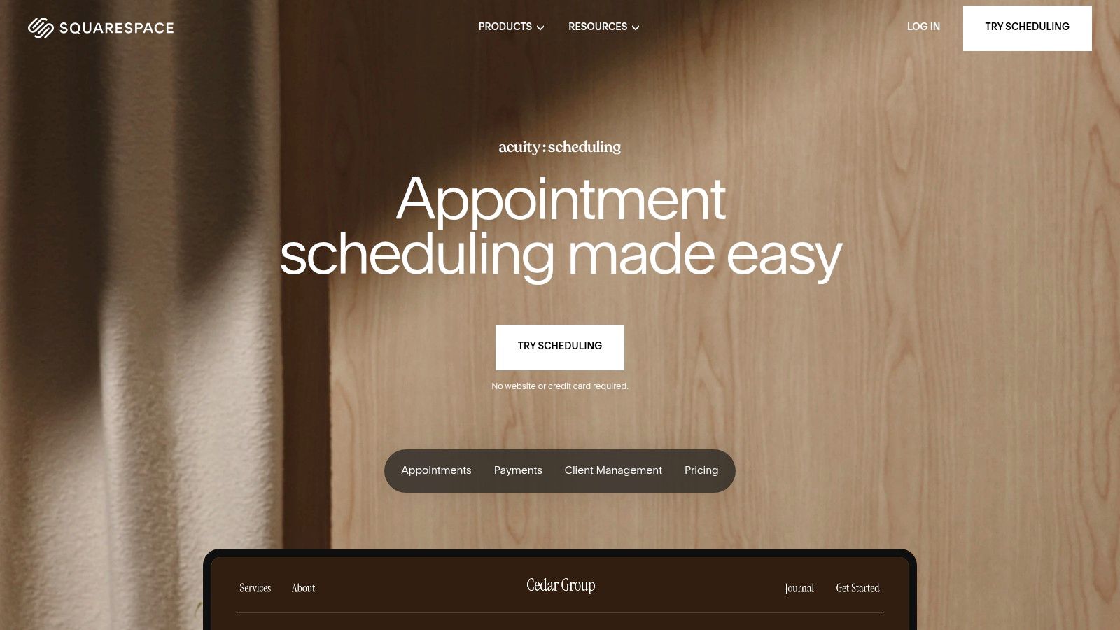 Squarespace Scheduling's dashboard showing appointment details and client information.