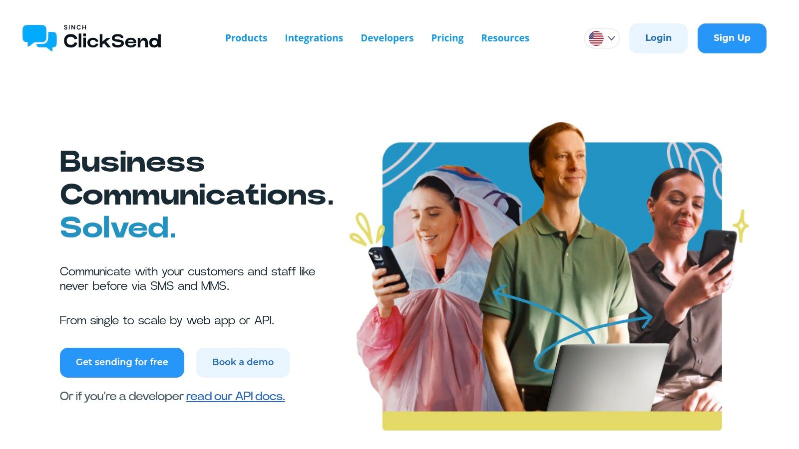 ClickSend Dashboard showing messaging options