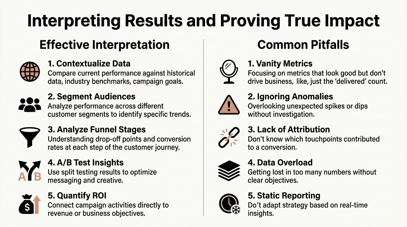 A guide listing five effective data interpretation methods and five common pitfalls in campaign performance analytics.