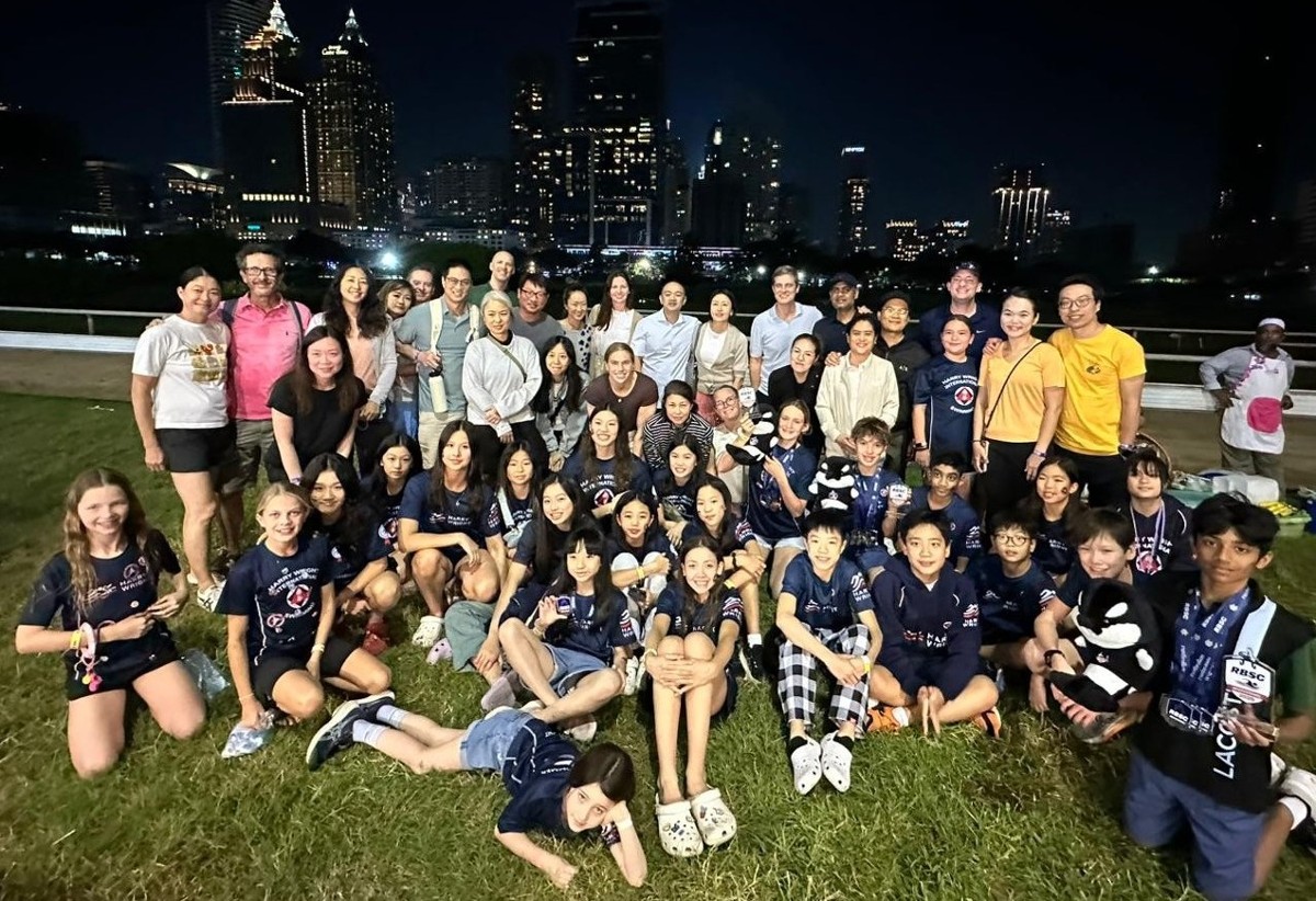 Harry Wright Swim School team and parents at the RBSC Invitational meet in Bangkok
