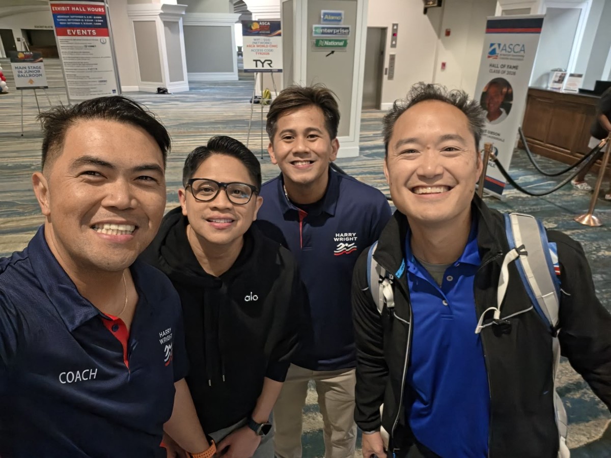 Harry Wright Swim School coaches with Russell Mark at the ASCA World Clinic, Orlando