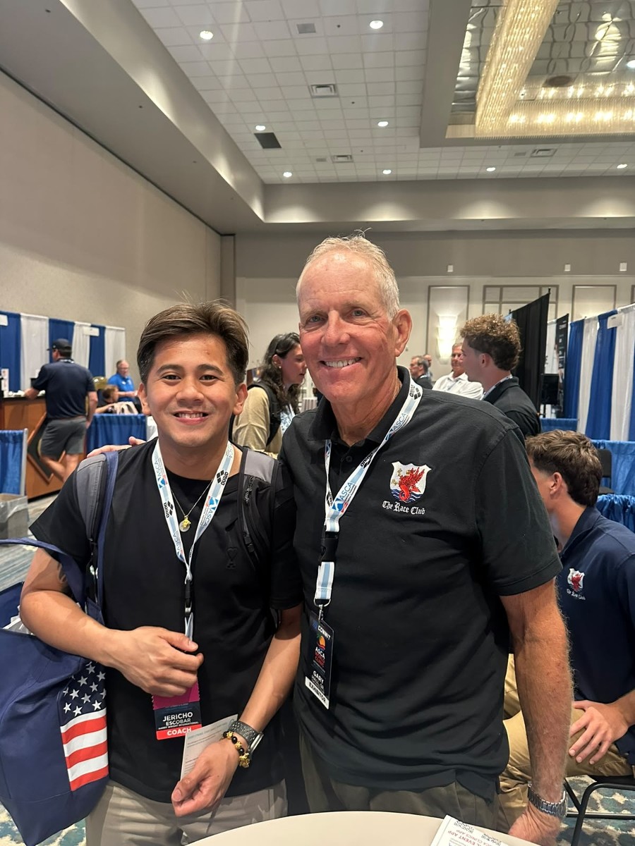 Harry Wright Swim School Coach Jericho with Gary Hall Sr. at the ASCA World Clinic, Orlando