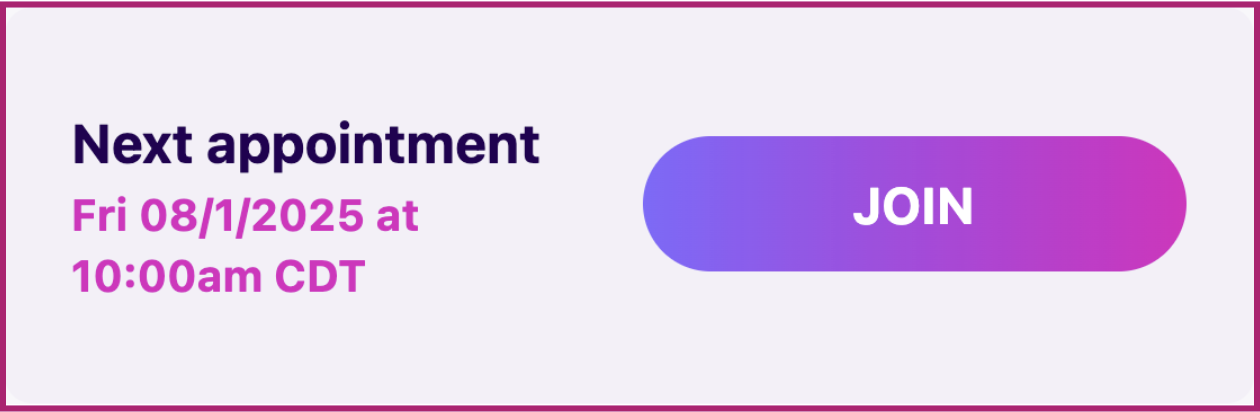 Protera Health has inserted convenient access to the care team telehealth appointment within their patient web portal. As the appointment goes live, patients can easily click on the “Join” button, which navigates them to the custom zoom link created by Hea