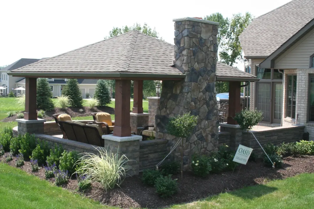 completed landscaping around outdoor sitting area