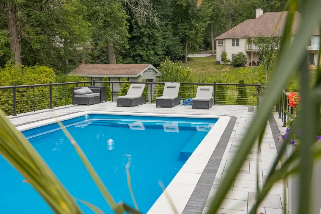looking at pool through bush