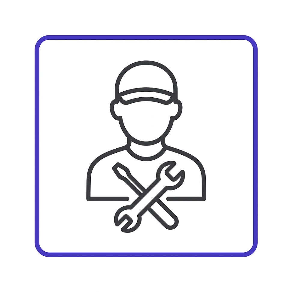 Illustration d'un technicien avec des outils representant une assistance fournie