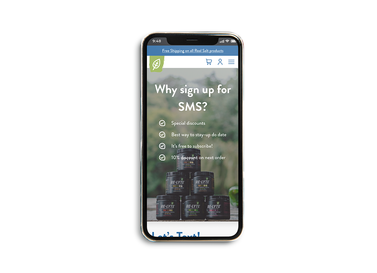 SMS landing page