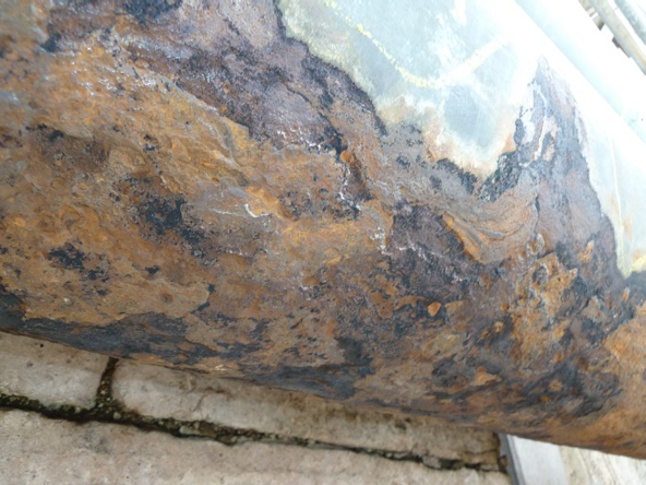 Corrosion under insulation damage on fuel oil line