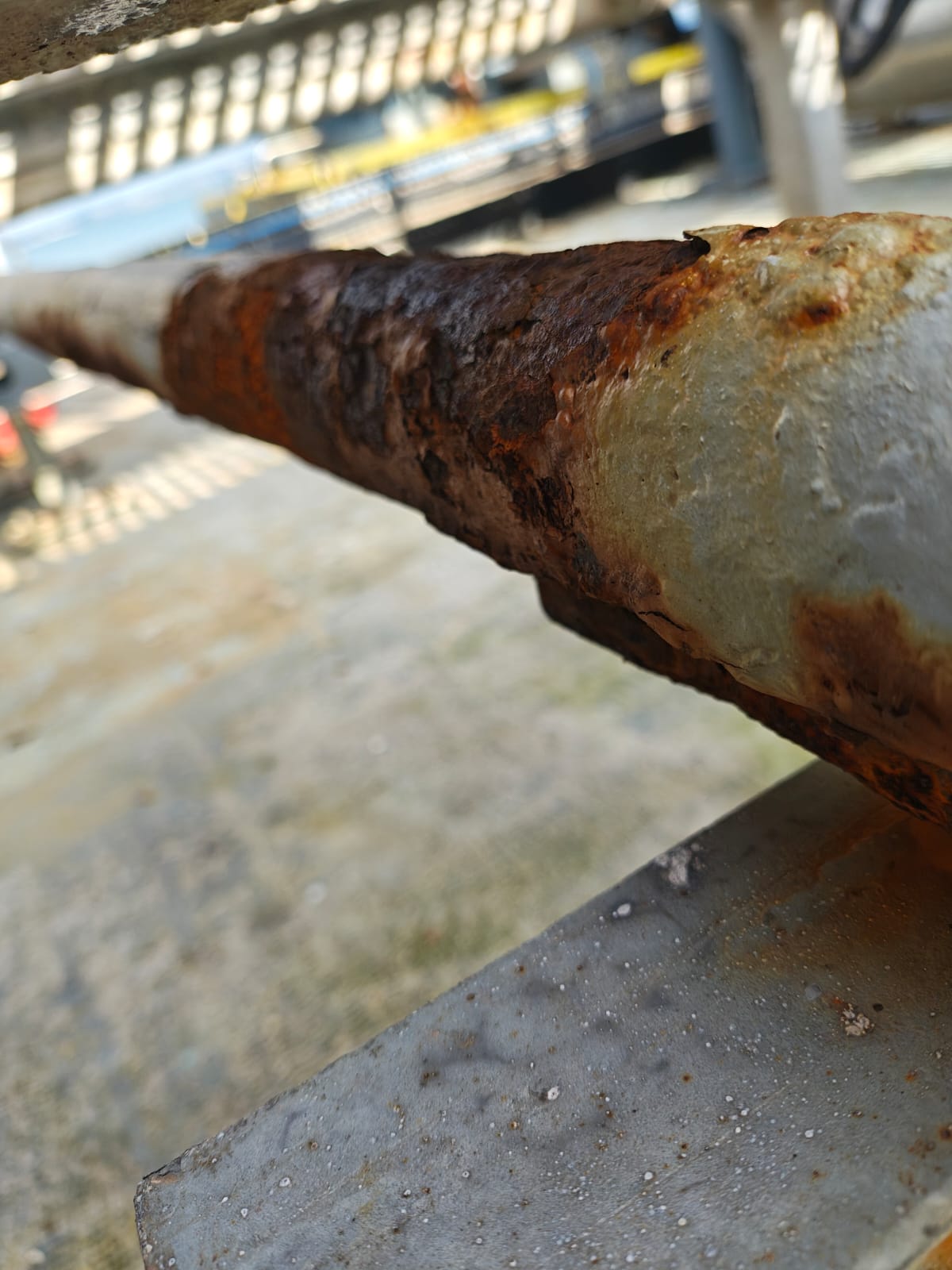Severe external corrosion on the 1.5-inch MGO line