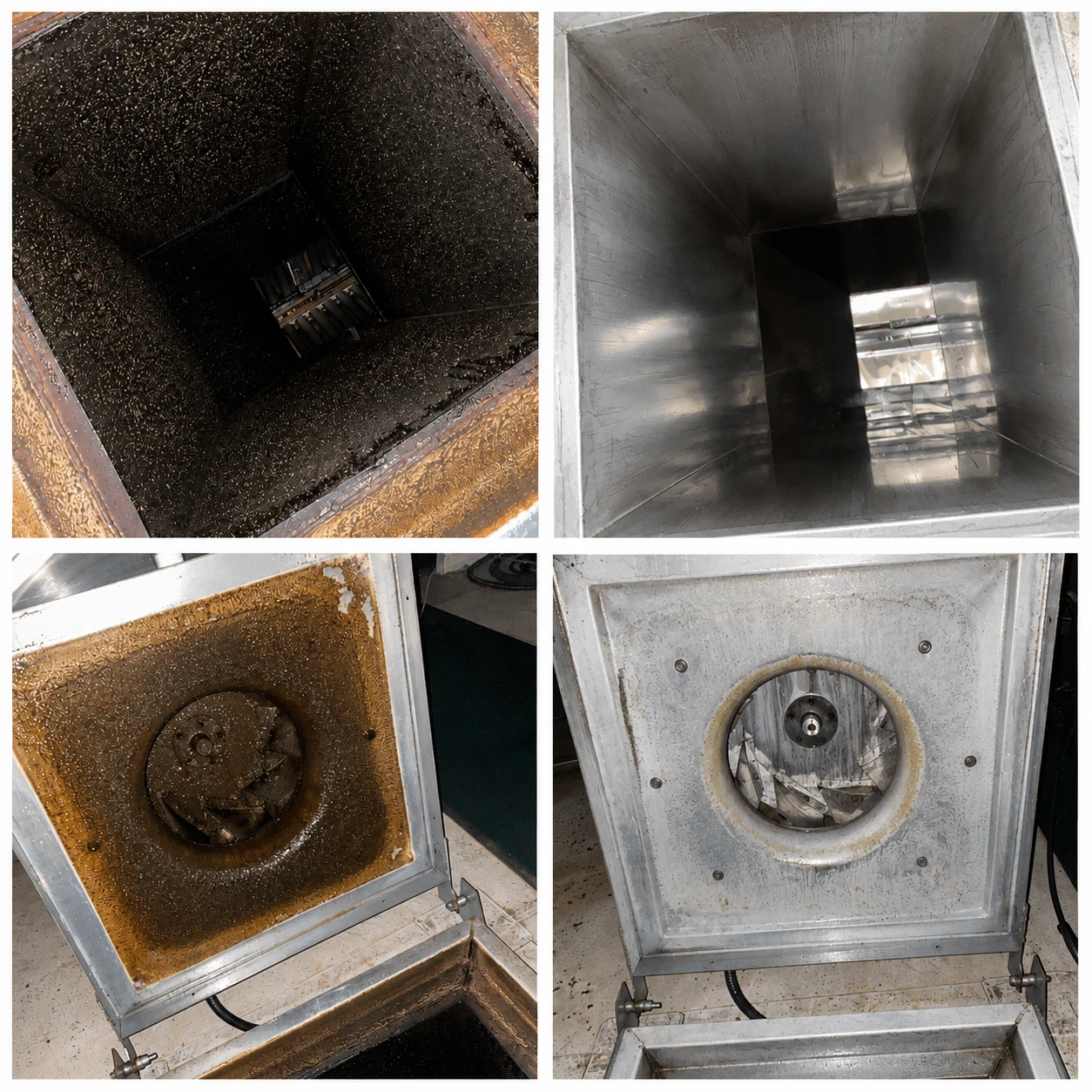 Duct and exhaust fan before and after cleaning