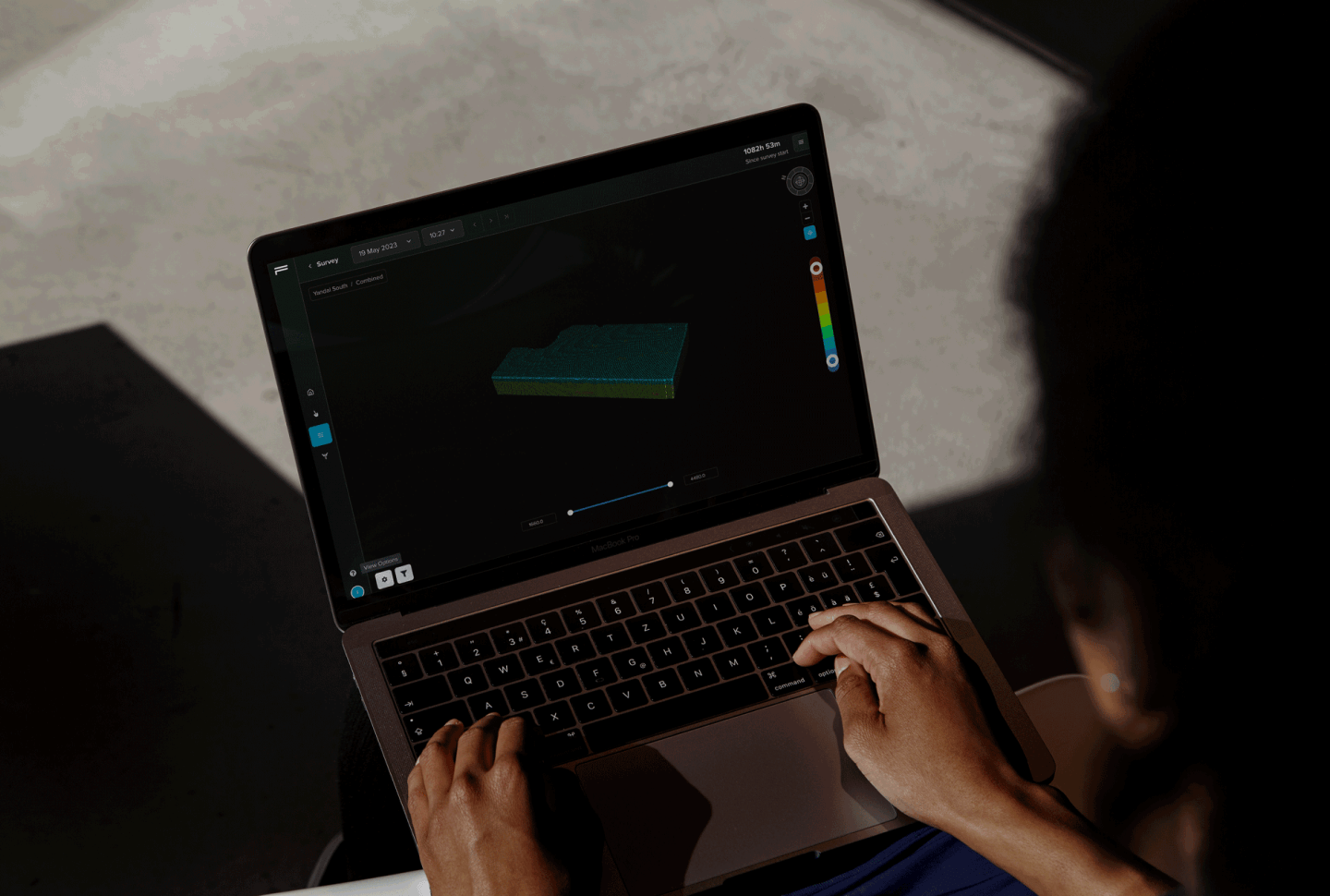 A laptop showing the ExoSphere program