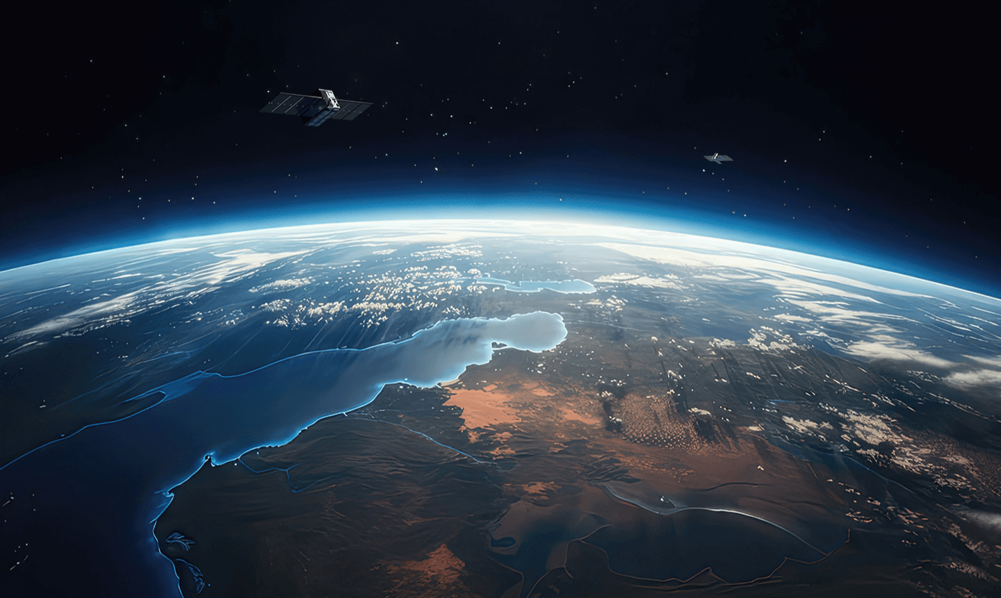 The earth from above showing curvature