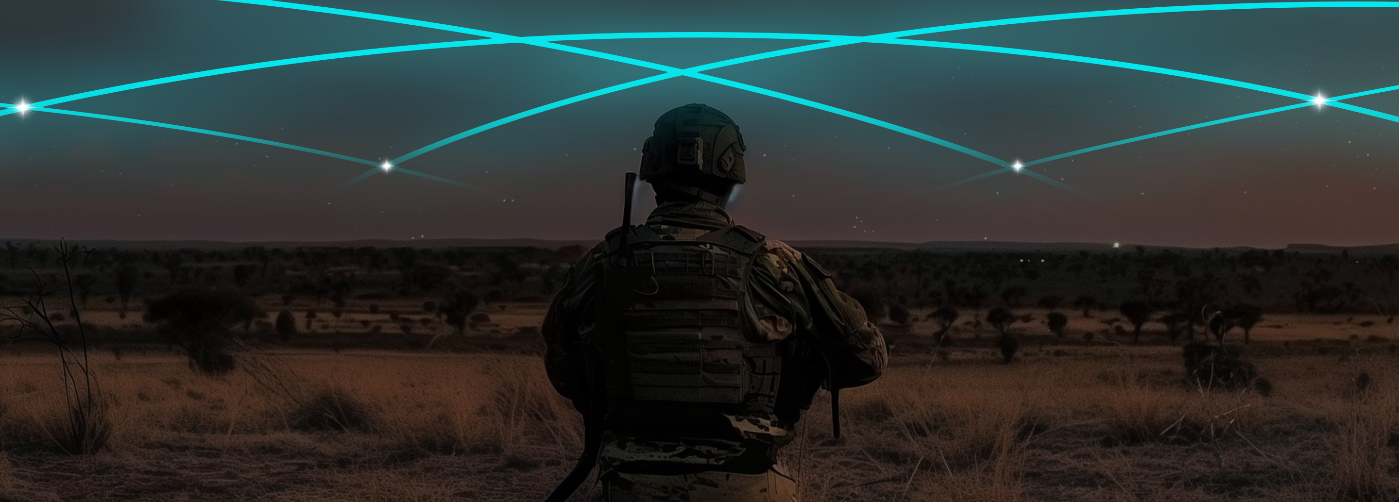 Army person looking at stars.