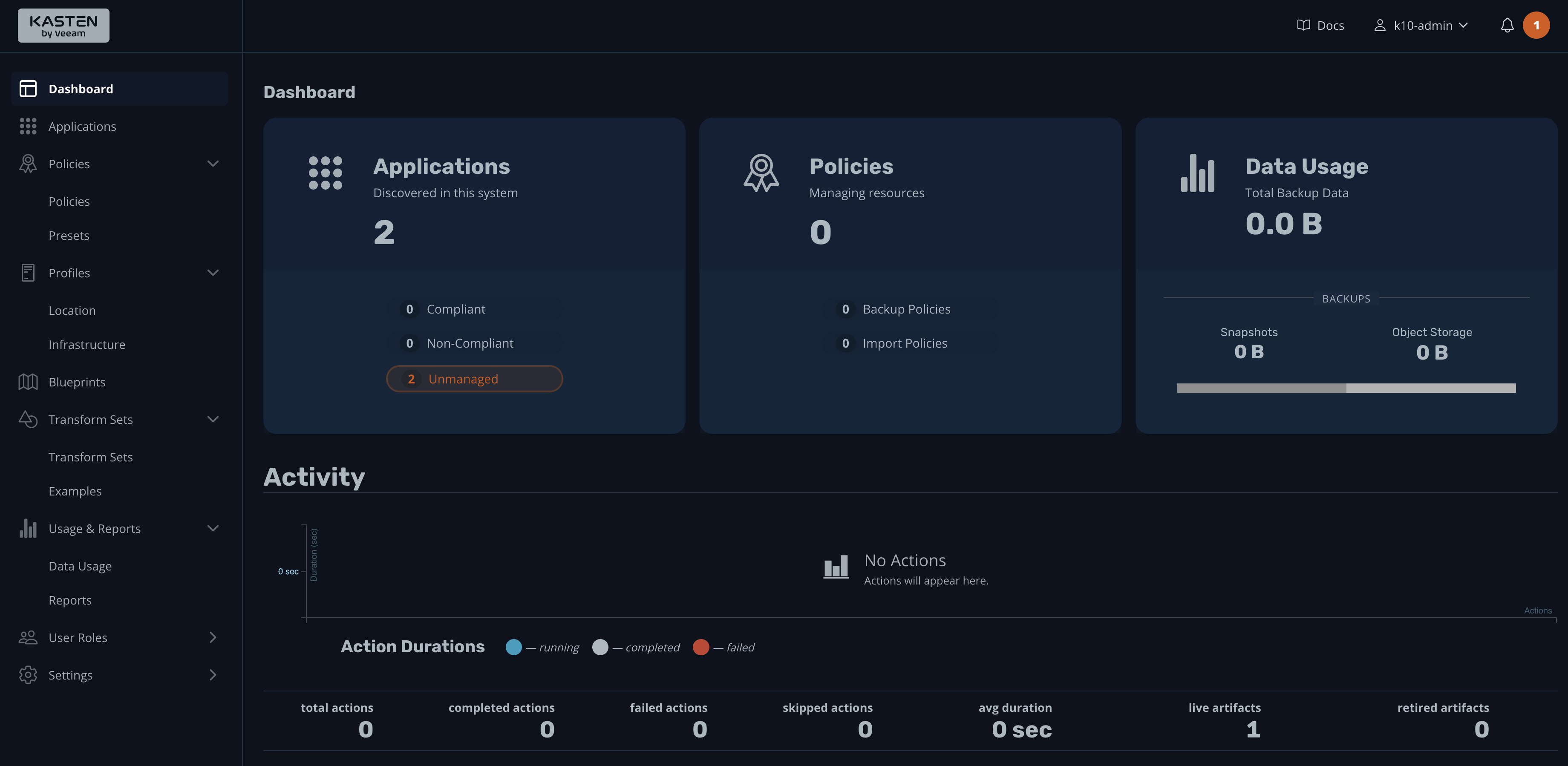 K10 dashboard