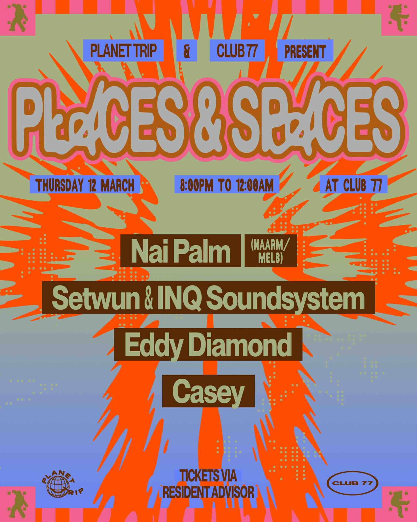 Places & Spaces: Nai Palm (Naarm/Melb), Setwun & INQ Soundsystem, Eddy Diamond, Casey