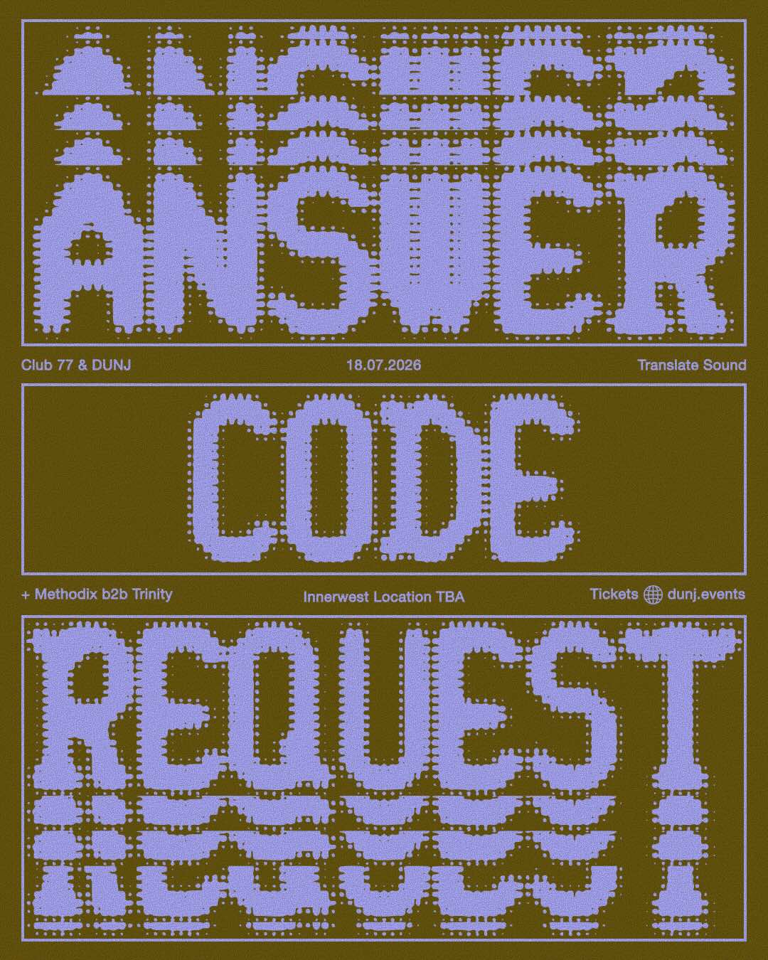 Club 77 x DUNJ: Answer Code Request