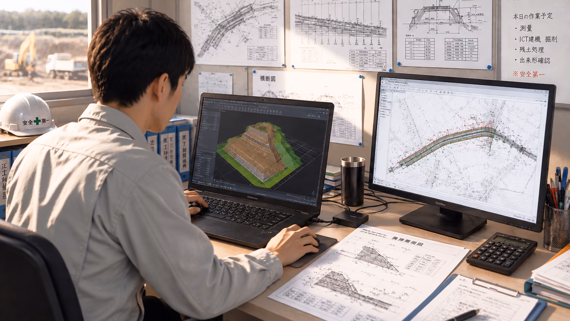 現況地形をもとに作成した3次元設計データ