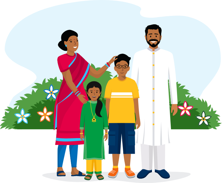 Illustration of a happy family