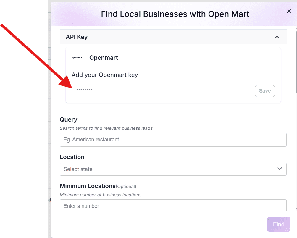 Add your Openmart API key