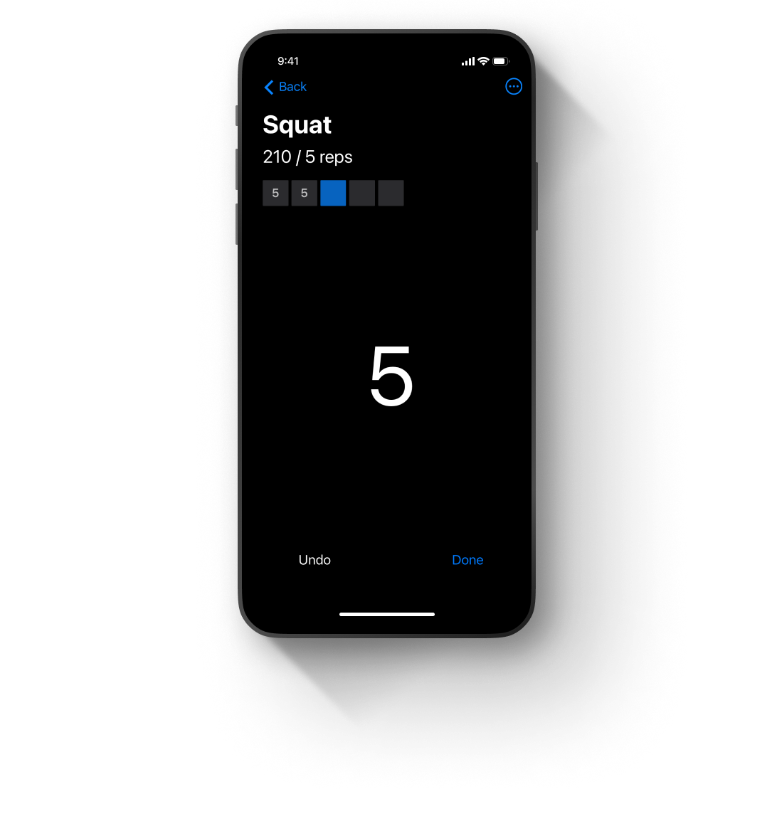 Screenshot of the Workouts iOS application