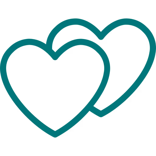 Deux cœurs entrelacés symbolisant l'amour.