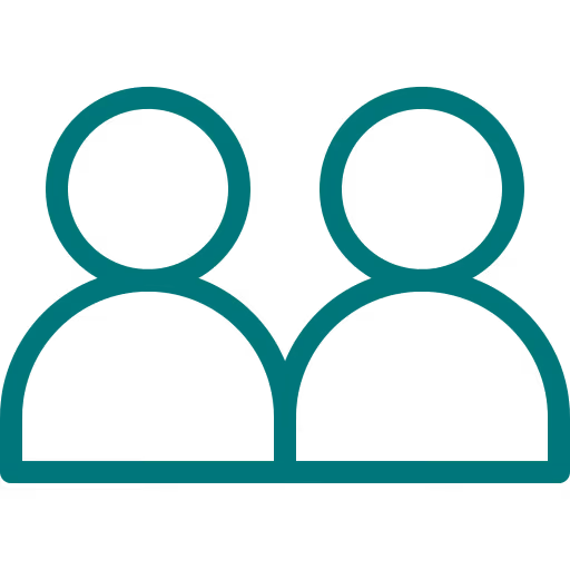 Icône simple de deux silhouettes humaines représentant un groupe de personnes.