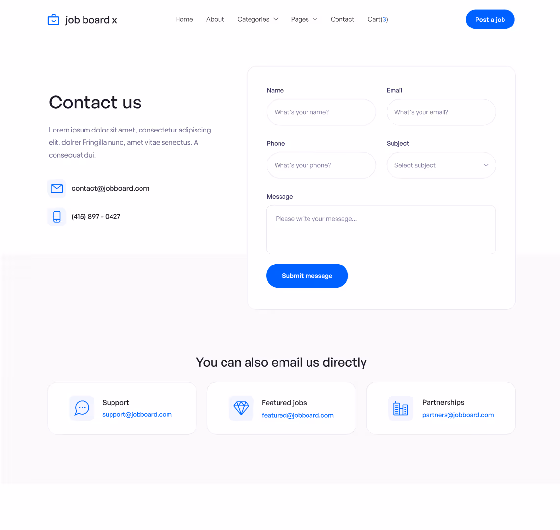 Contact Us - Job Board X Webflow Template