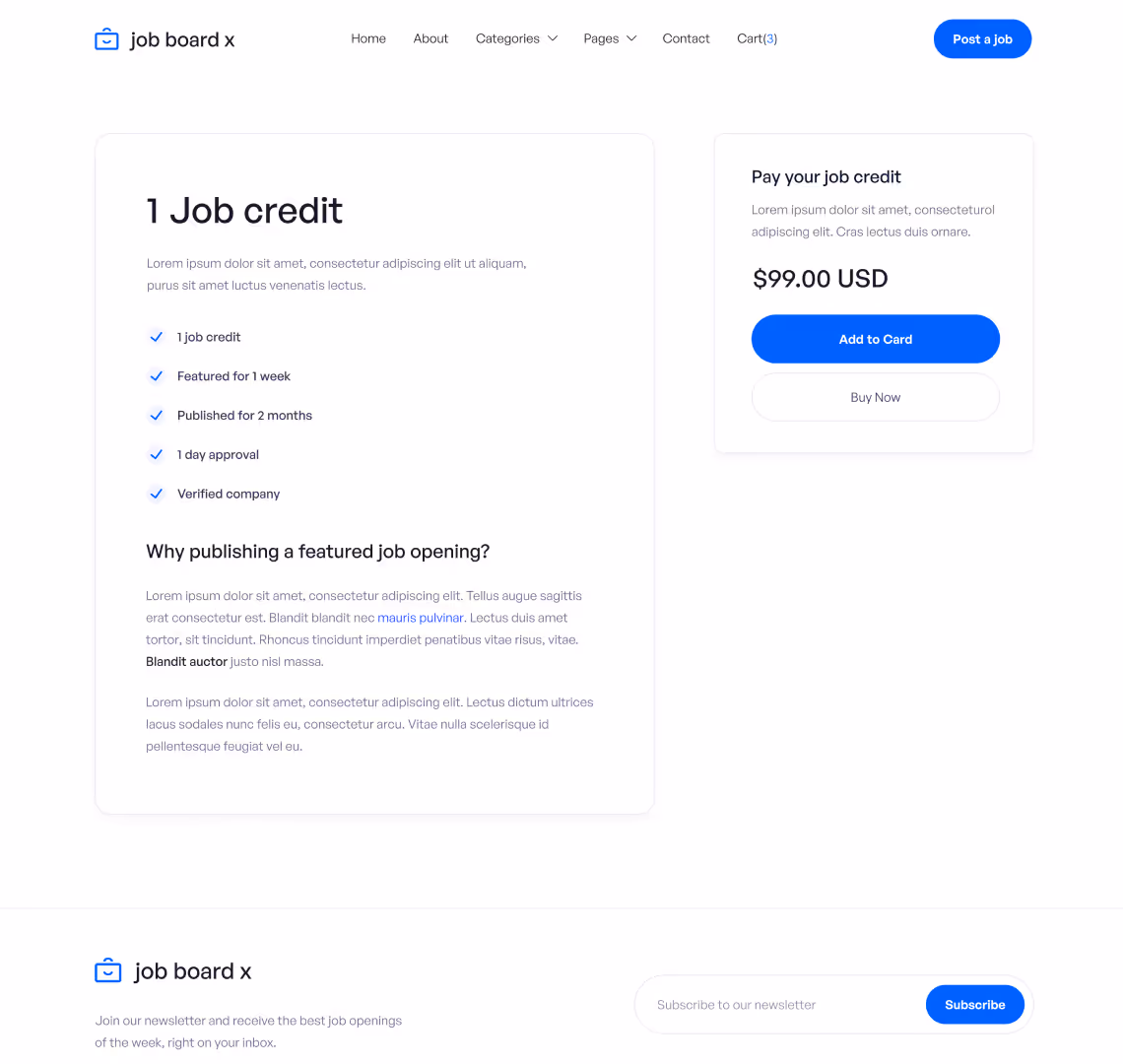 Pricing Single - Job Board X Webflow Template