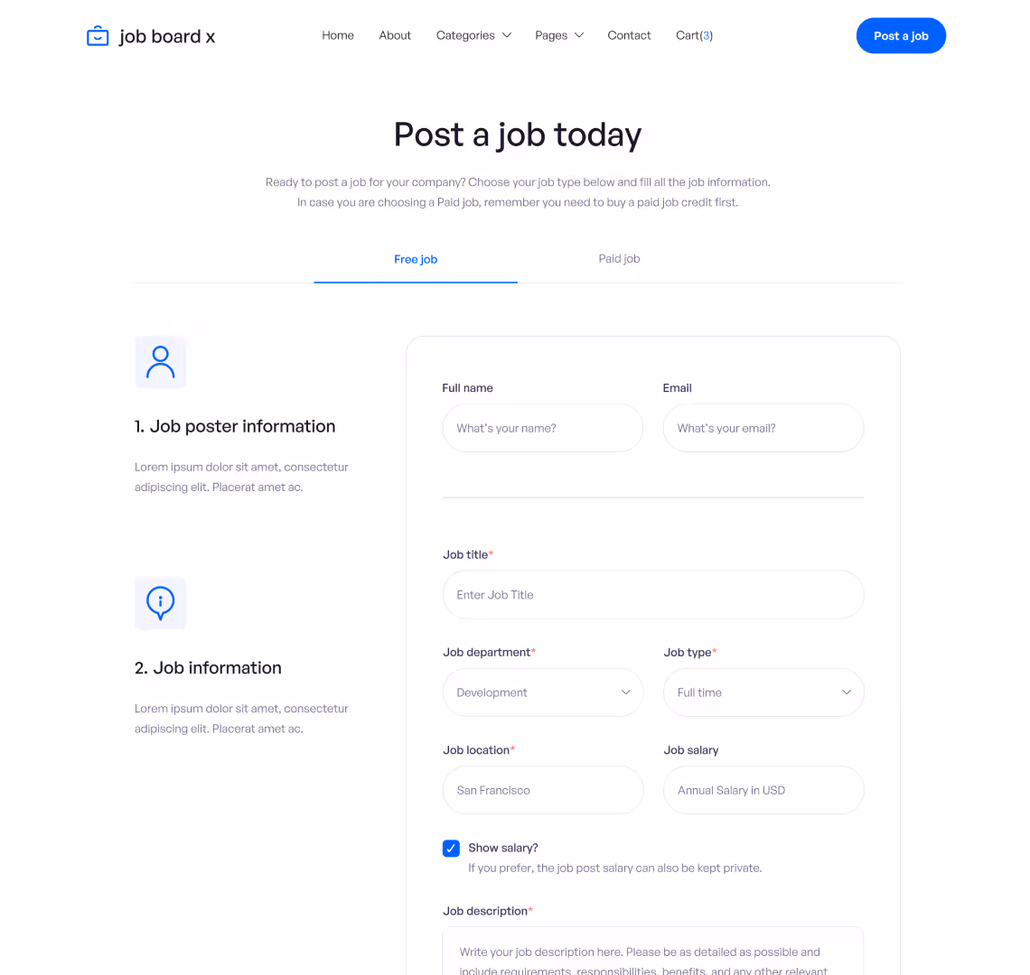 Post a Job - Job Board X Webflow Template