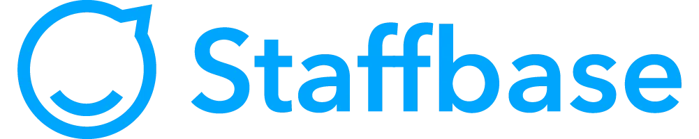 Staffbase Firmenlogo in blauer Schrift mit rundem Symbol links.