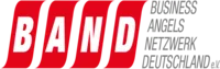 Logo with red blocks spelling BAND and grey text Business Angels Netzwerk Deutschland.