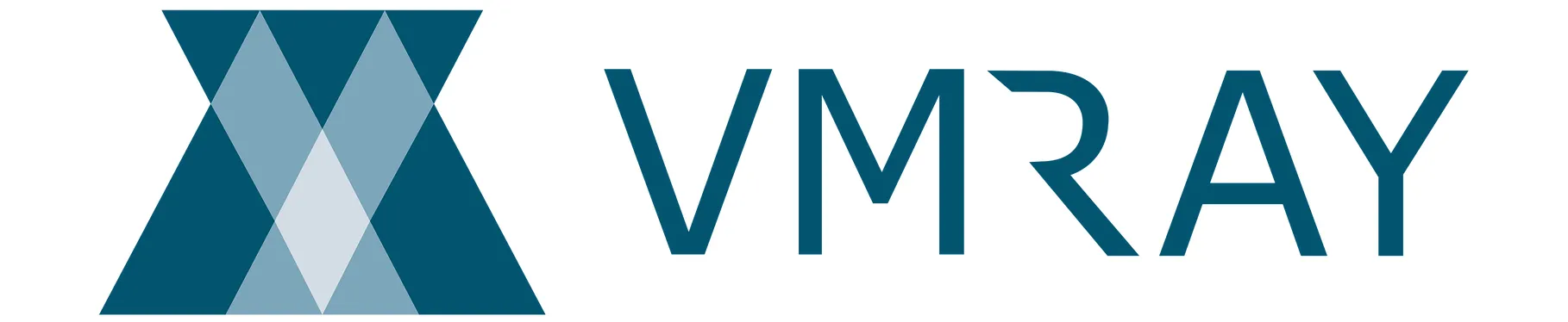 VMRay Firmenlogo mit blauem geometrischem X-Symbol links und Schriftzug rechts.