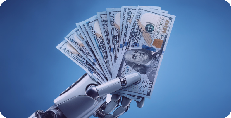 Money in robot hand