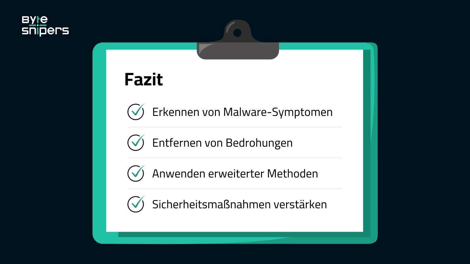 Visuelle Checkliste fasst die wichtigsten Schritte zur Erkennung, Entfernung und Vorbeugung von Malware zusammen