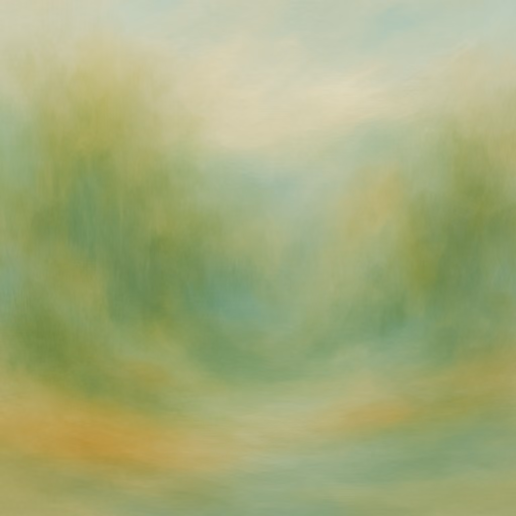 A art piece showing a painted scenery showing a forest