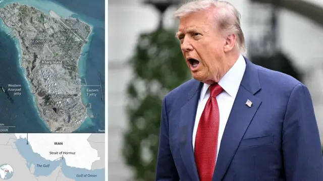 Kharg Island: Trump say US go hit Iran 'veri hard' tonight and threaten to take Kharg Island - wetin to know about Iran major oil hub - BBC News Pidgin