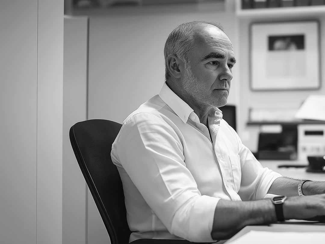 A senior executive sits at his desk thinking about how to avoid the trap of false dichotomies