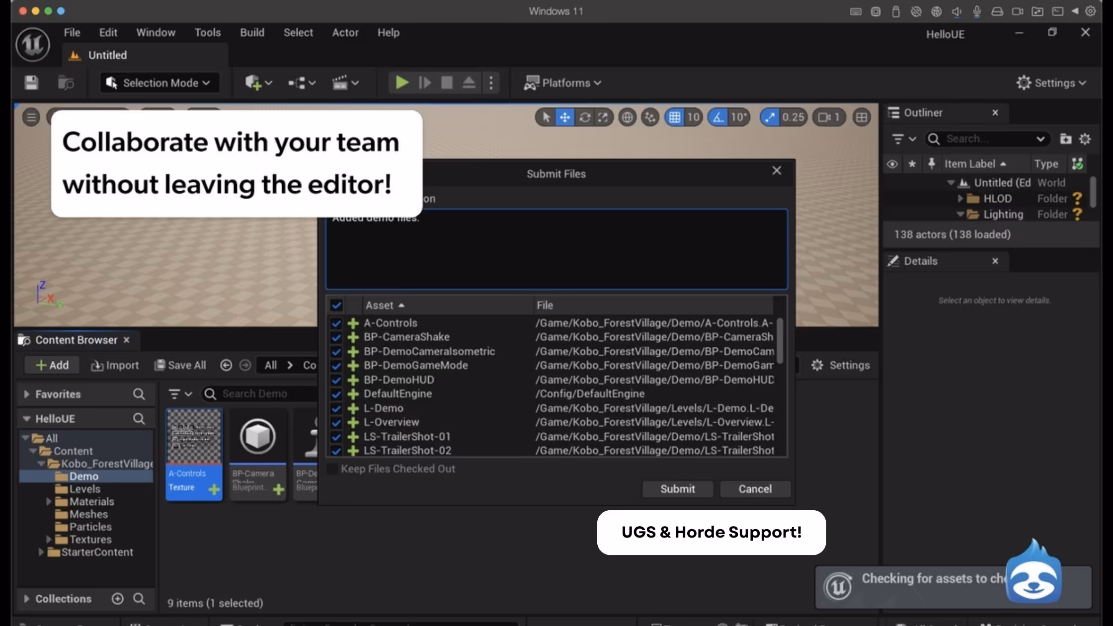 Diversion Unreal Engine plugin with UGS and Horde support for seamless in-editor team collaboration.