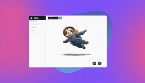 User interface showing a floating sloth character in an astronaut suit with shadow beneath it.