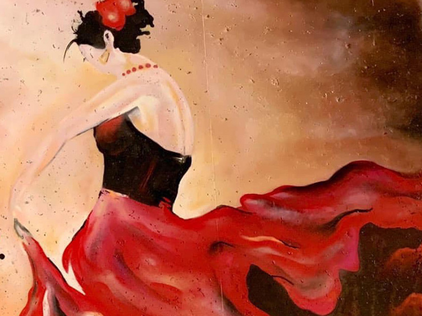 Schilderij van een flamencodanseres, Moris Graffiti