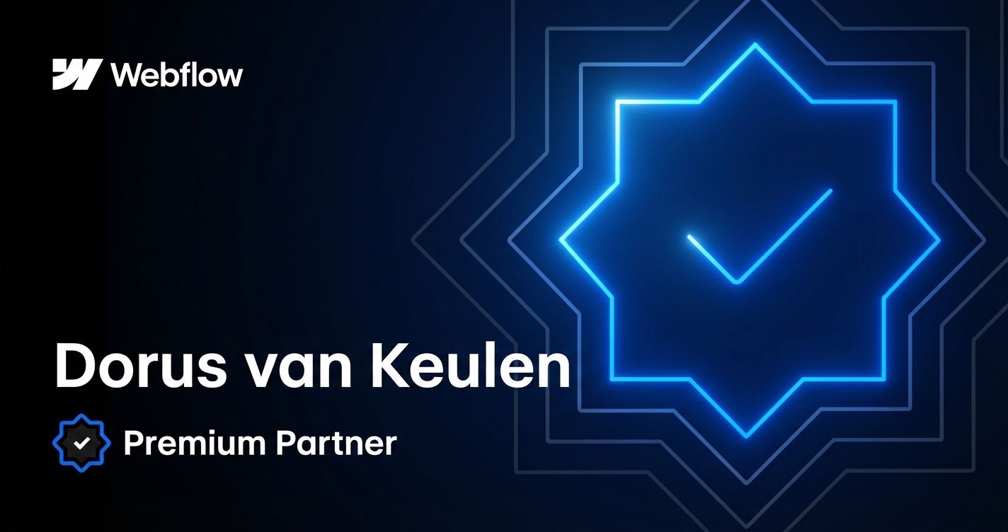 Badge Webflow Premium Partner met de naam Dorus van Keulen